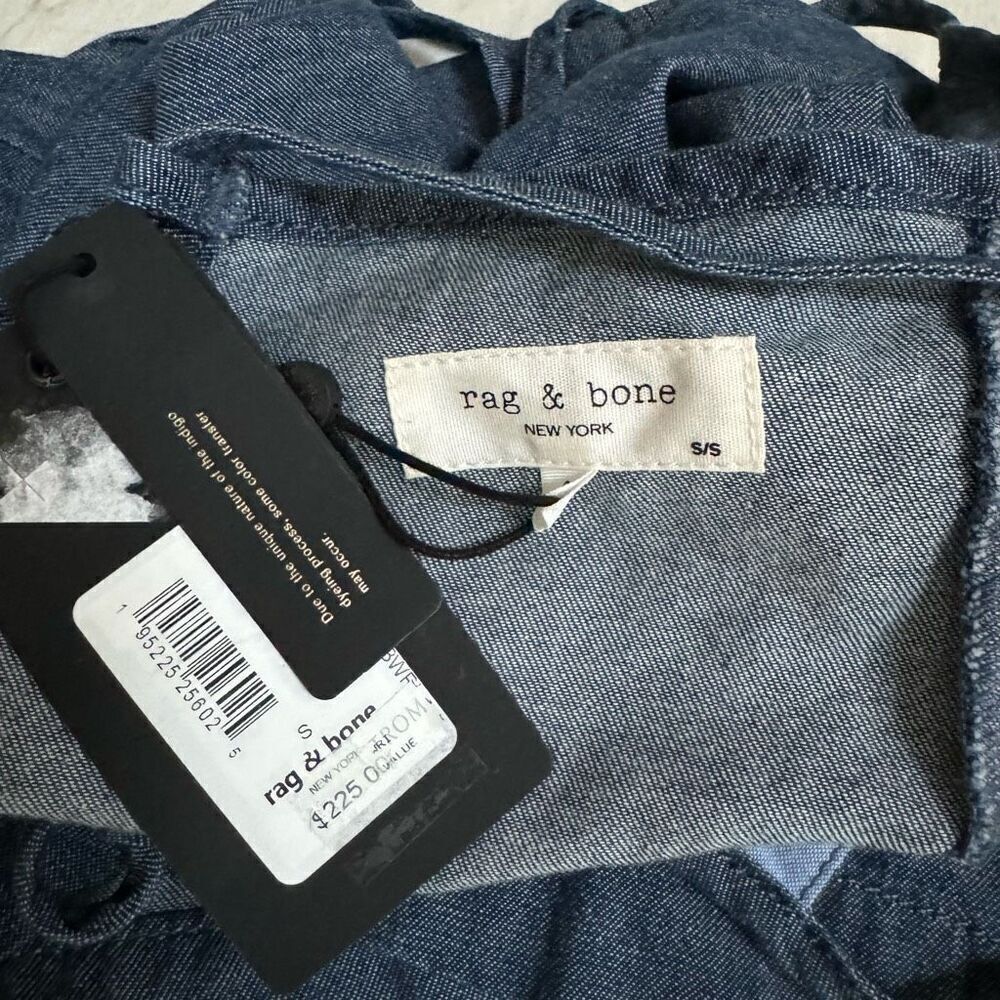 Rag & bone denim tie dress rinse blue chambray size S 100% cotton NWT - Picture 6 of 8